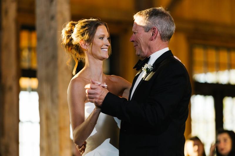Outdoor New England wedding portrait at golden hour